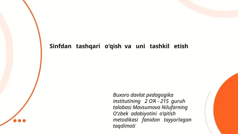 O'zbek adabiyotini o'qitish metodikasi