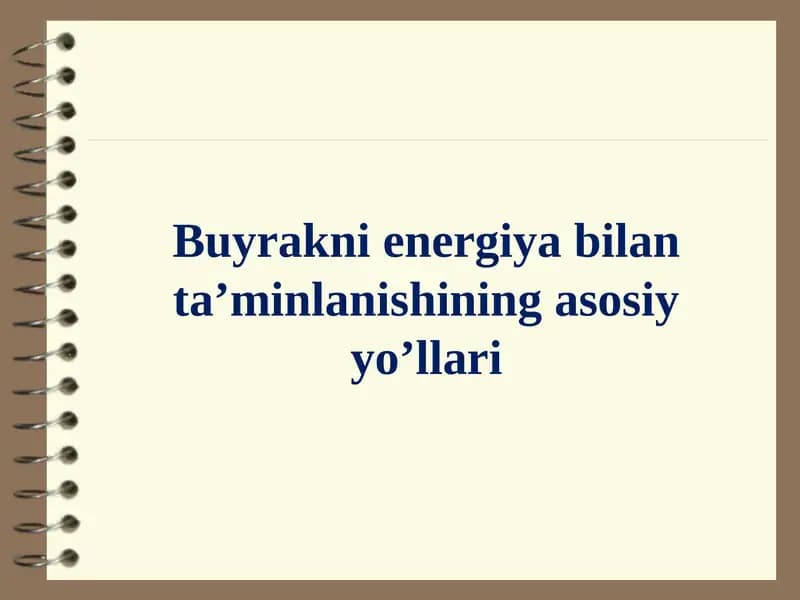 Buyrakni energiya bilan taʼminlanishi