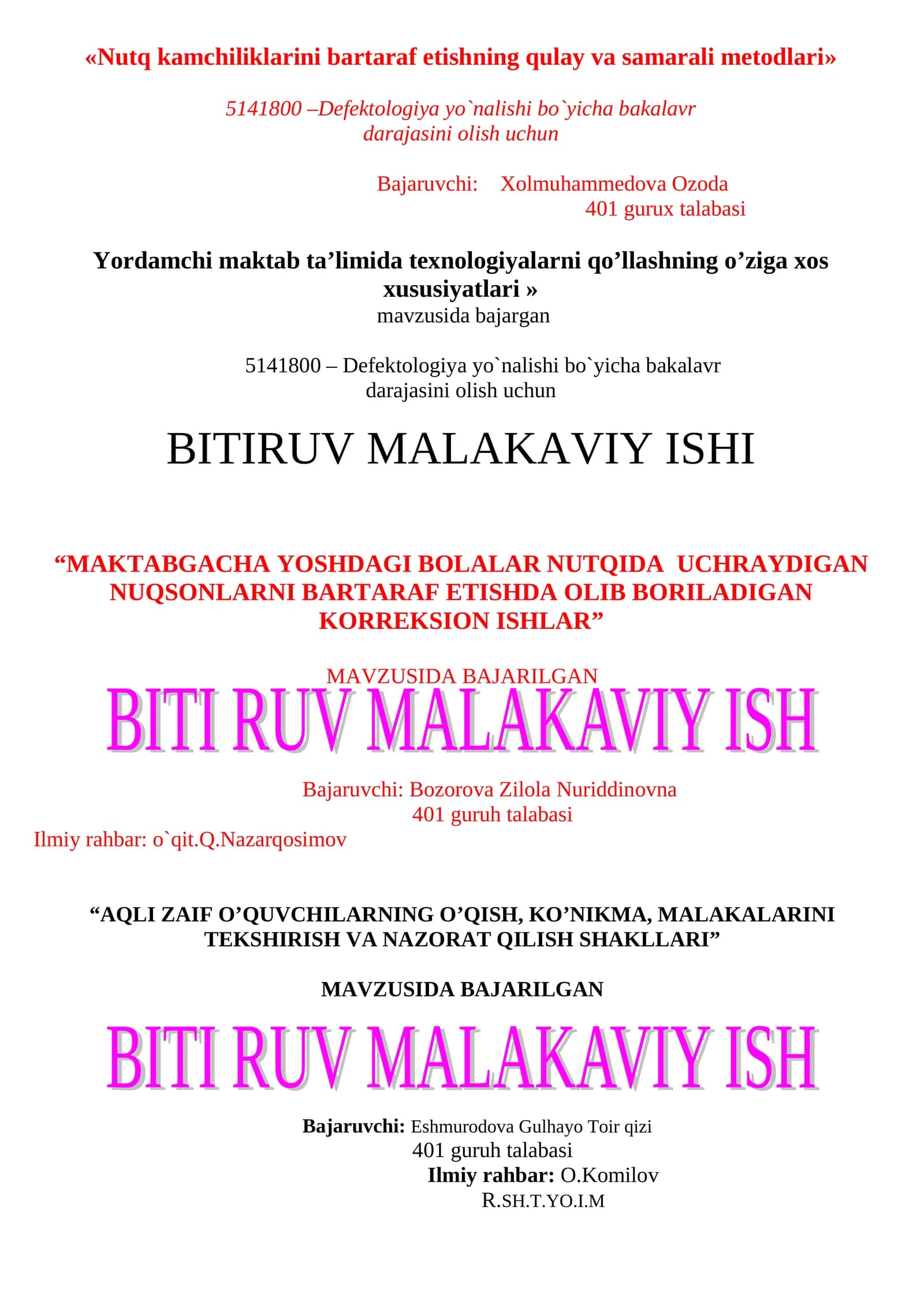 Nutq kamchiliklarini bartaraf etishning qulay va samarali metodlari