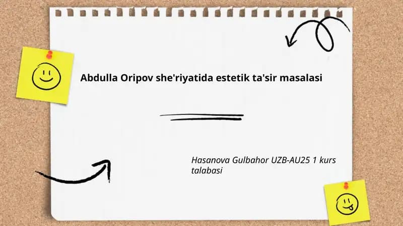 Abdulla Oripov she'riyatida estetik ta'sir masalasi