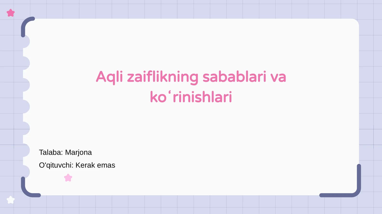 Aqli zaiflikning sabablari va koʻrinishlari