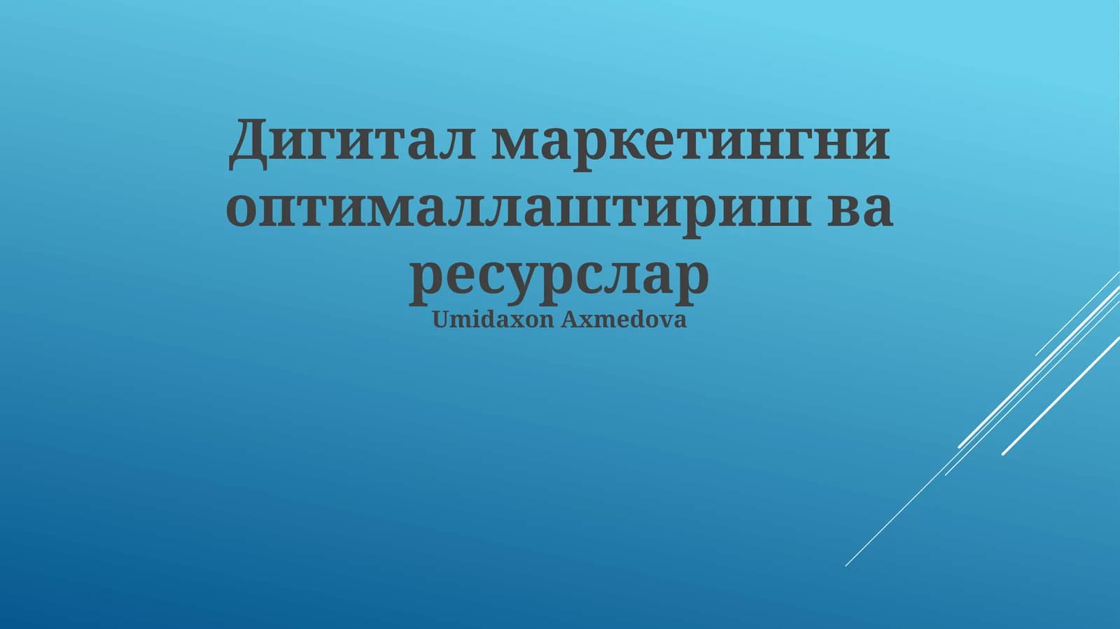 Raqamli Marketingni Optimallashtirish