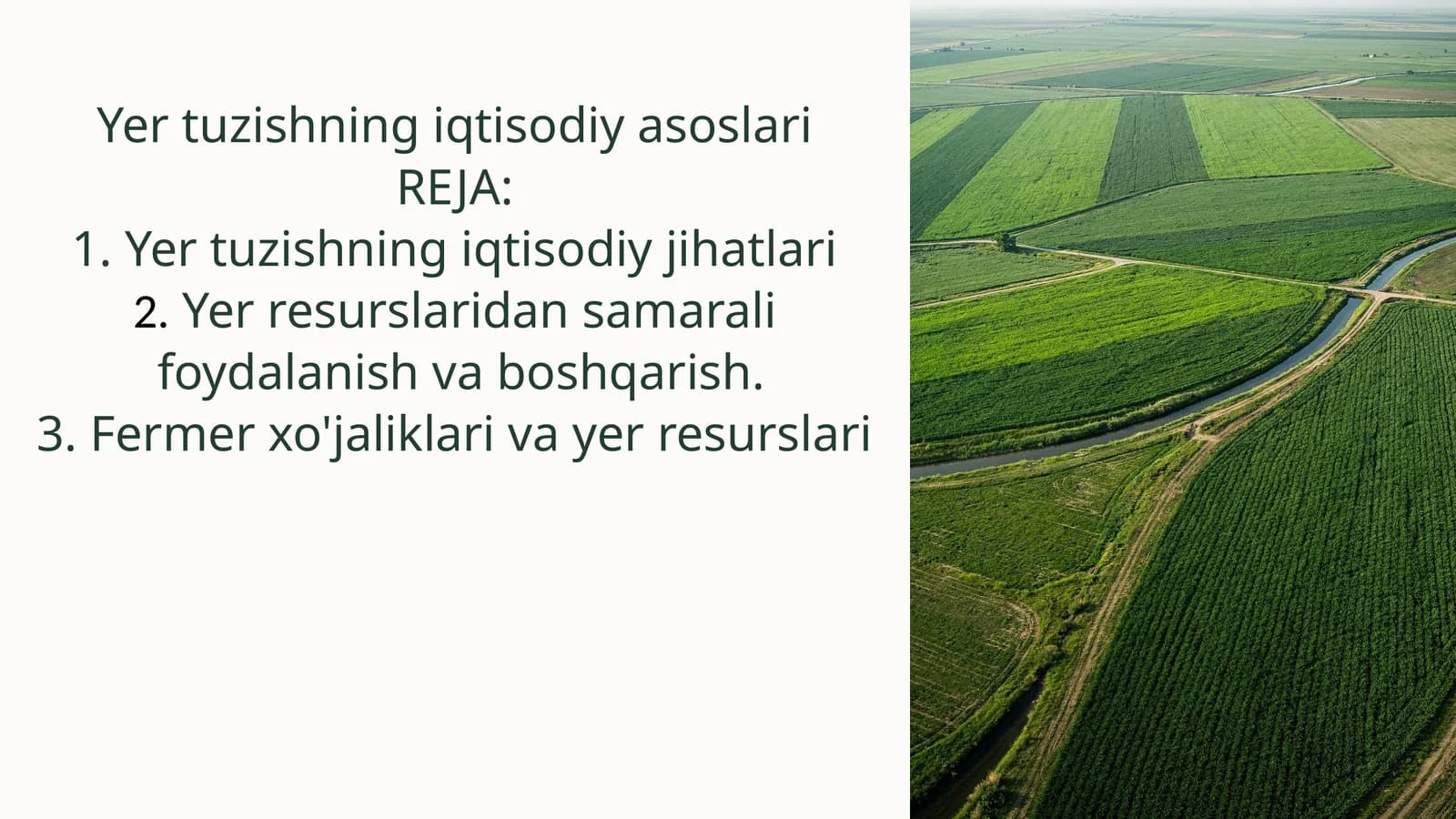 Yer tuzishning iqtisodiy asoslari