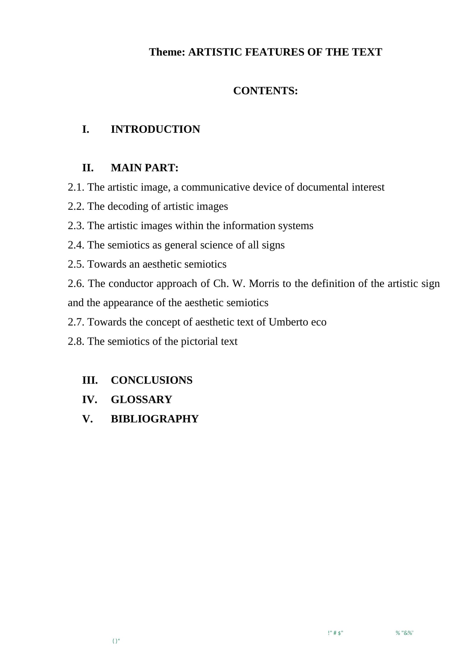 ARTISTIC FEATURES OF THE TEXT