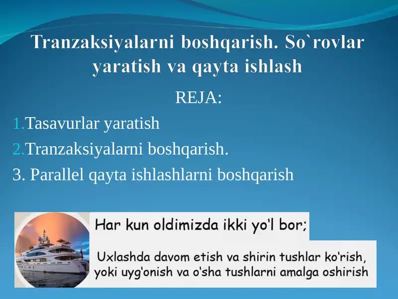 Tashkil qilish nuqtai nazaridan ma’lumot bazasini tarkibiga olish