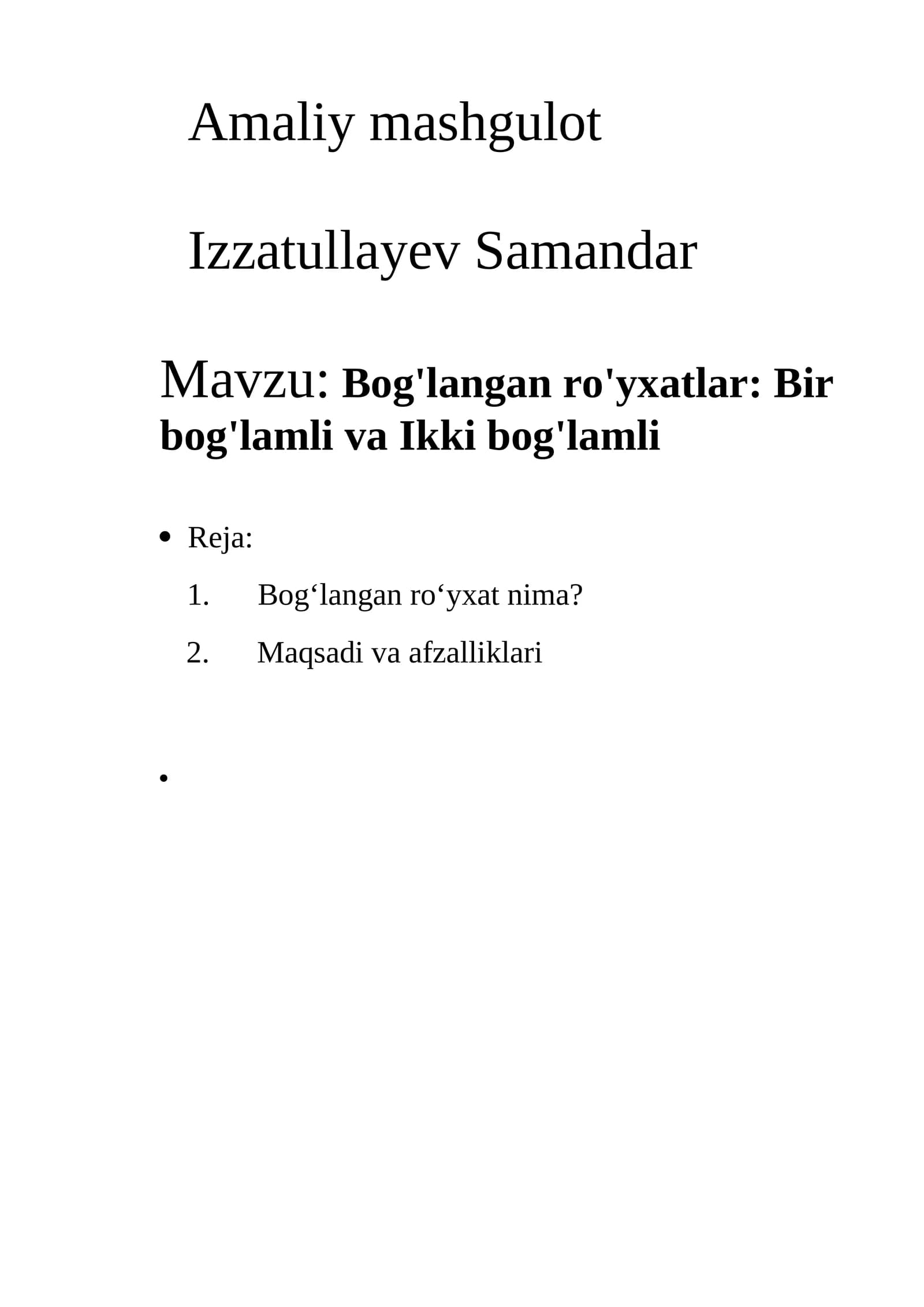 Amaliy mashgulot