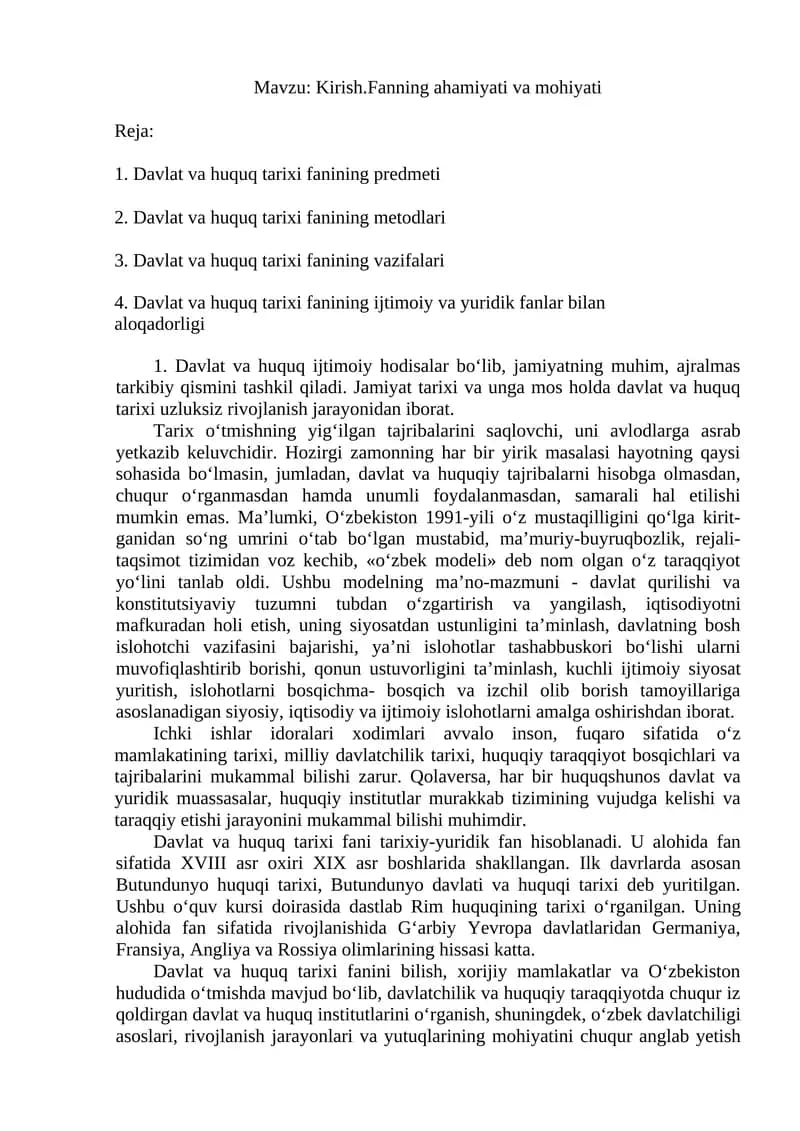 Davlat va huquq tarixi