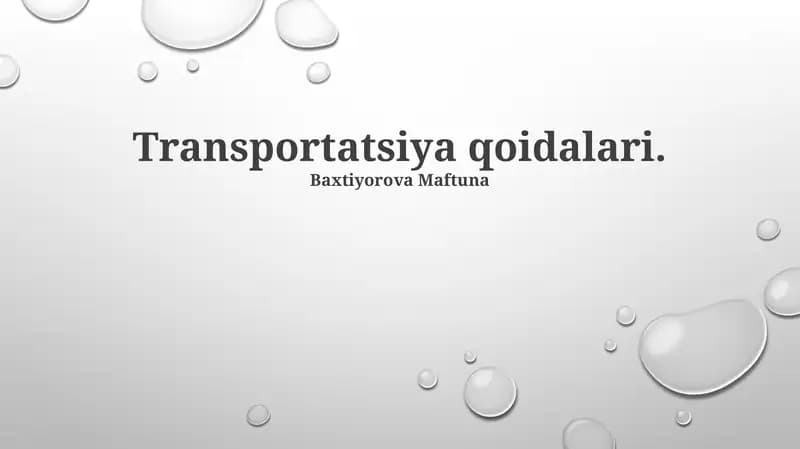 Transportatsiya qoidalari