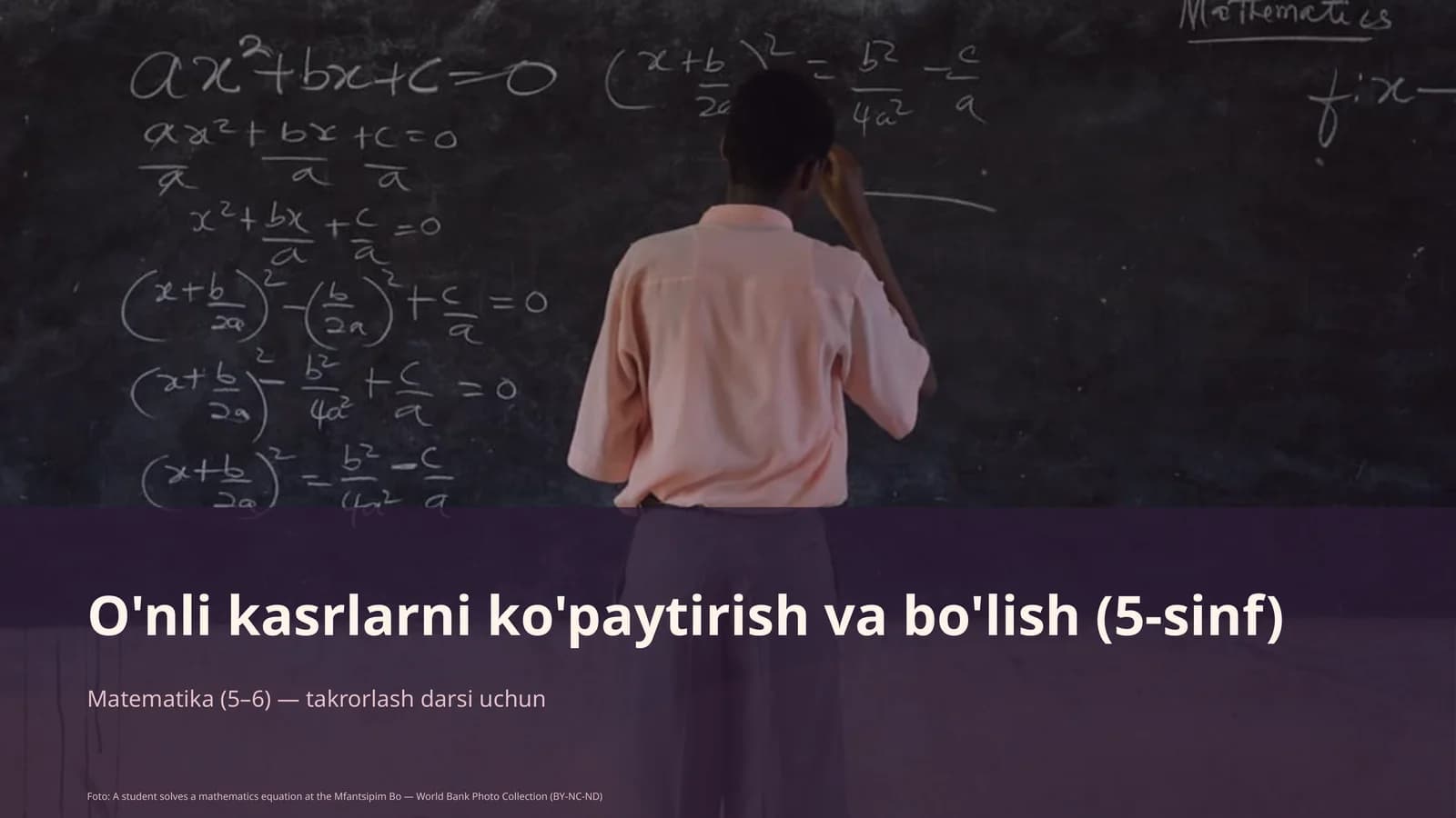 O'nli kasrlarni ko'paytirish va bo'lish (5-sinf)