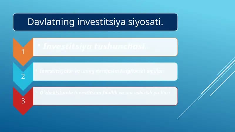 Davlatning investitsiya siyosati