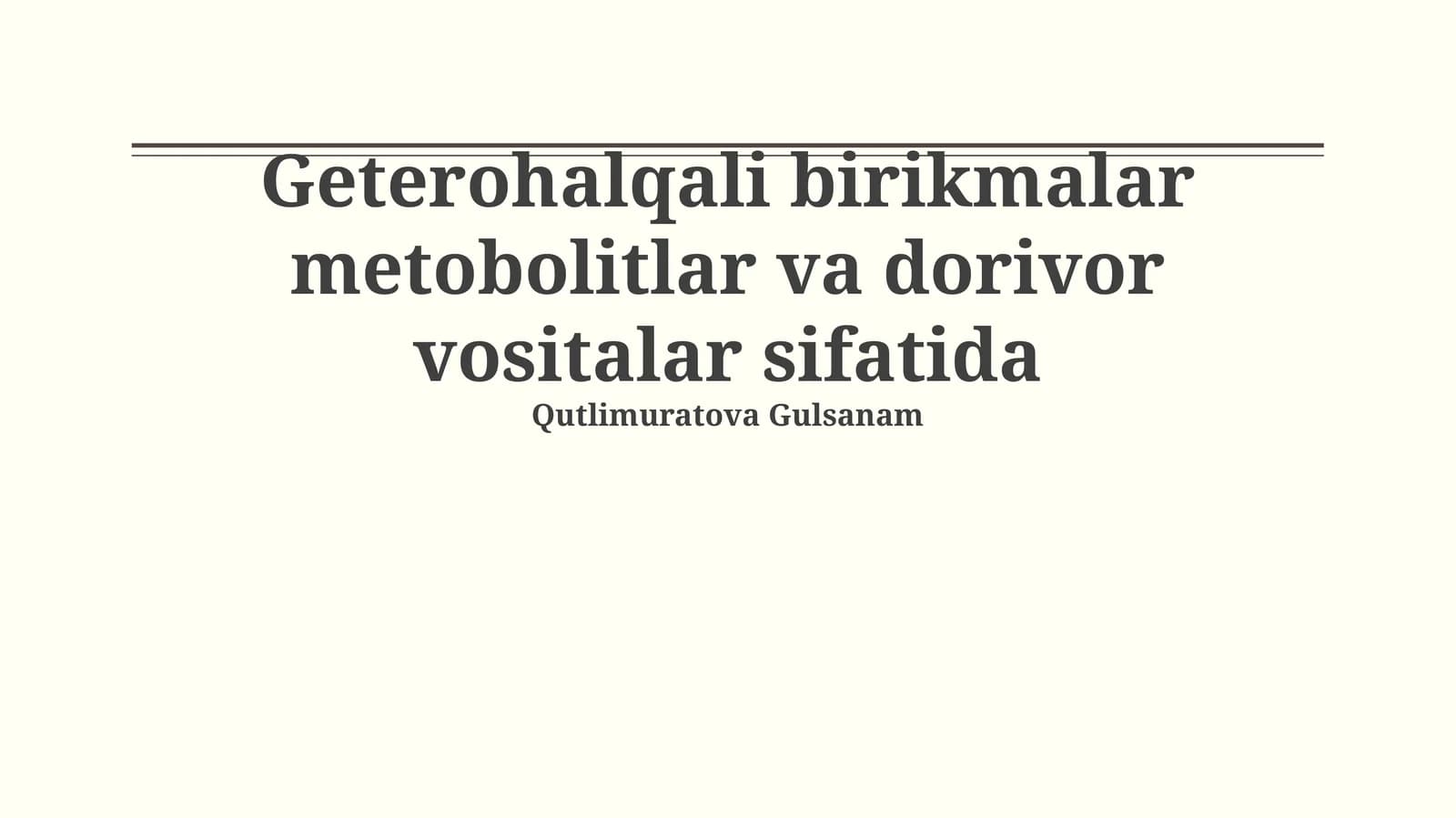 Geterohalqali birikmalar (Heterocyclic compounds)