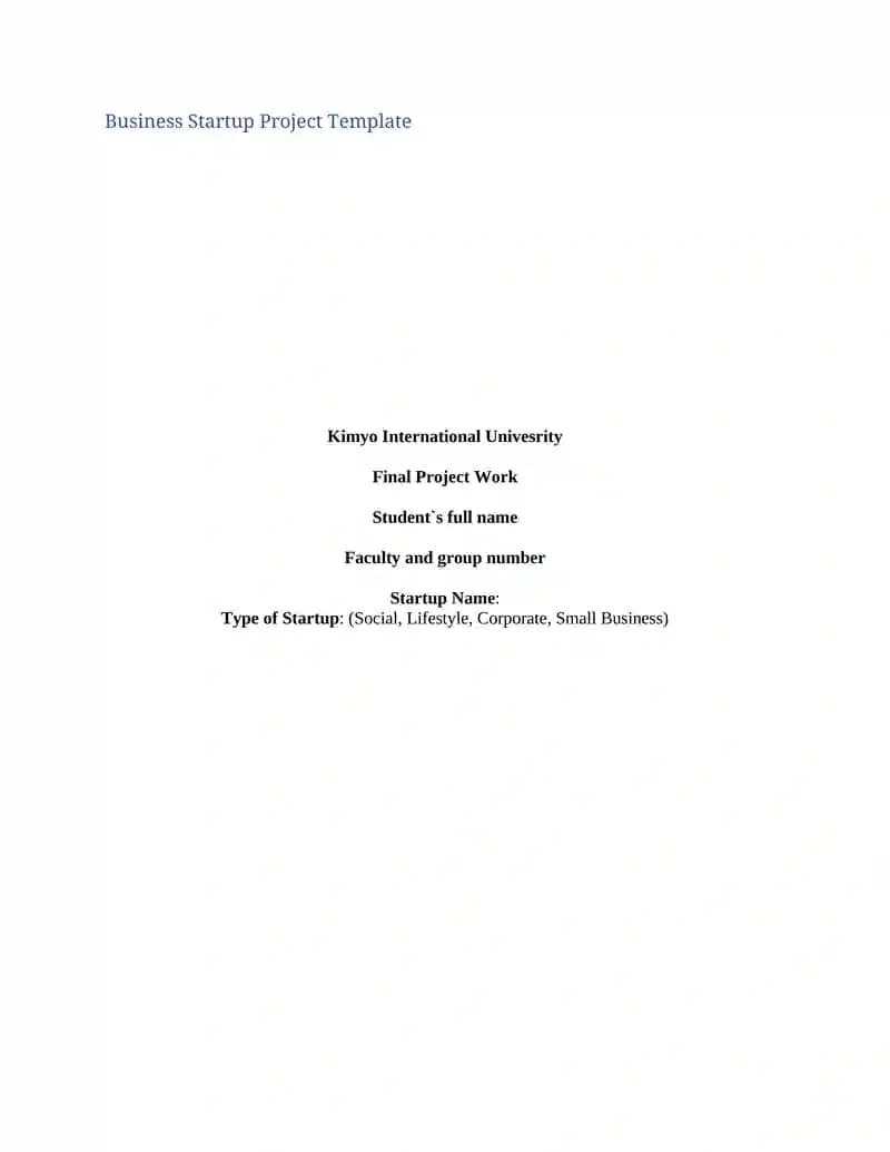 Business Startup Project Template