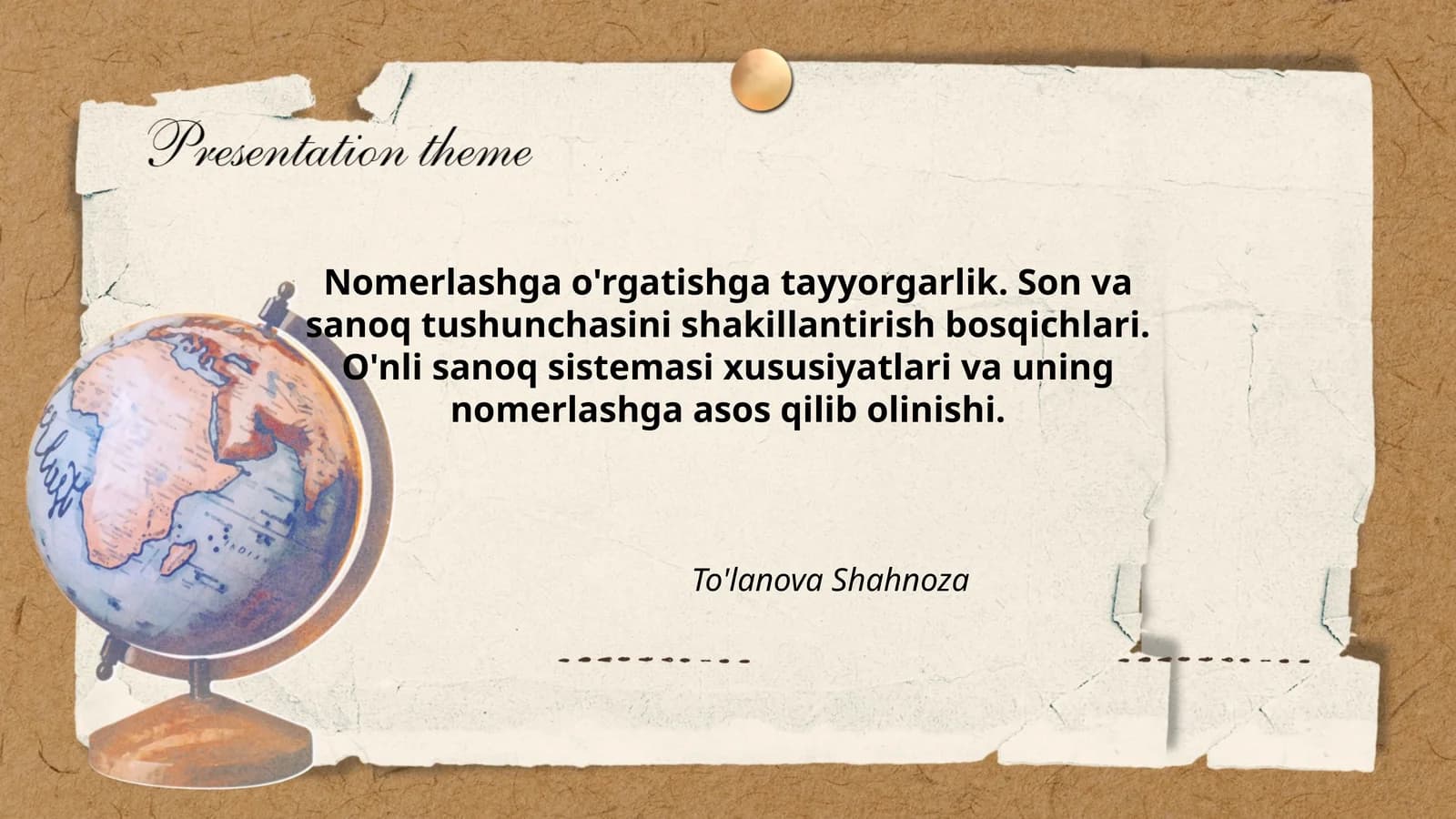 O'nli sanoq tushunchasi va nomerlash