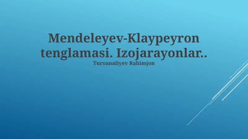 Klapeyron-Mendeleev tenglamasi