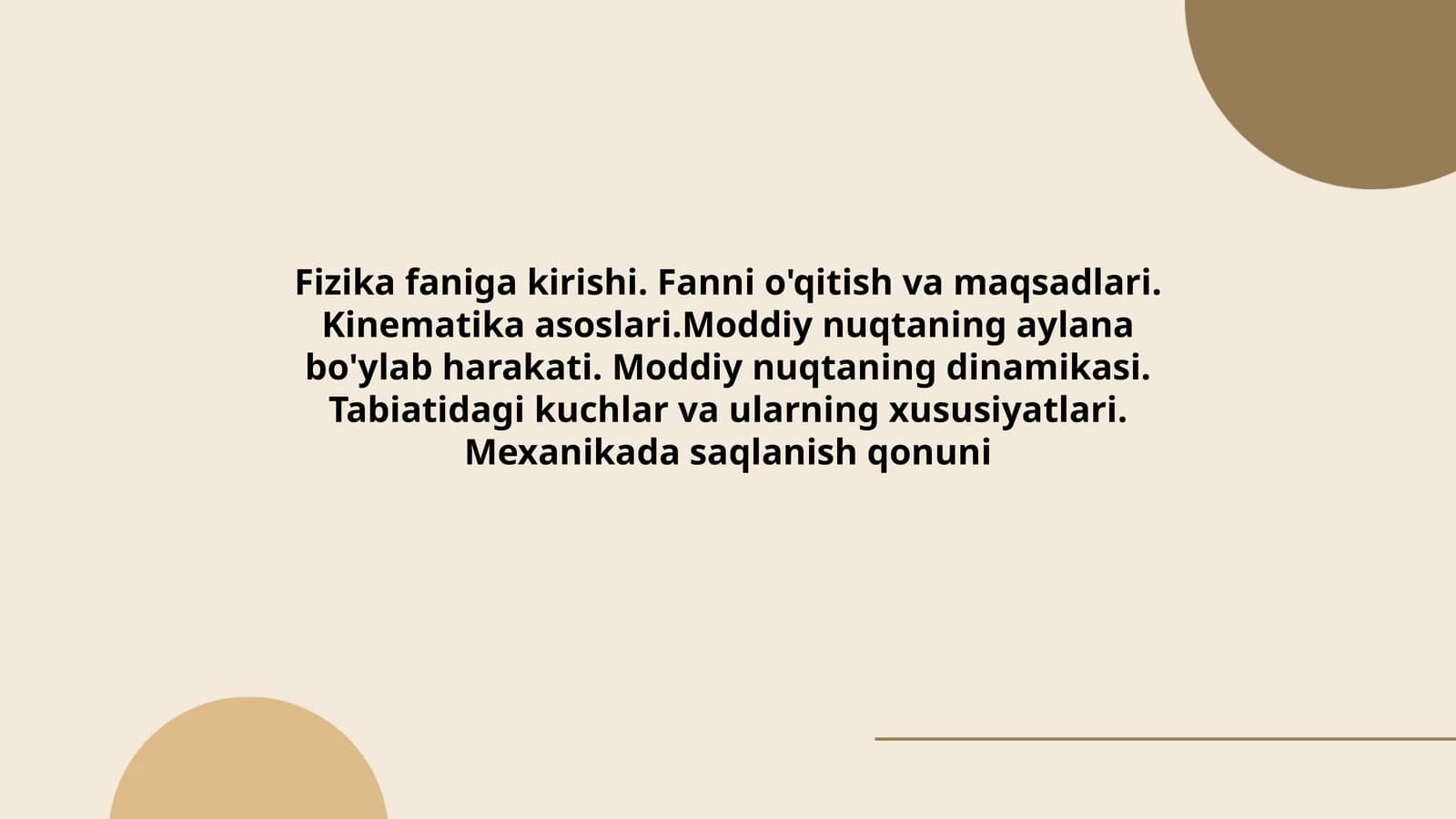 Fizika faniga kirishi