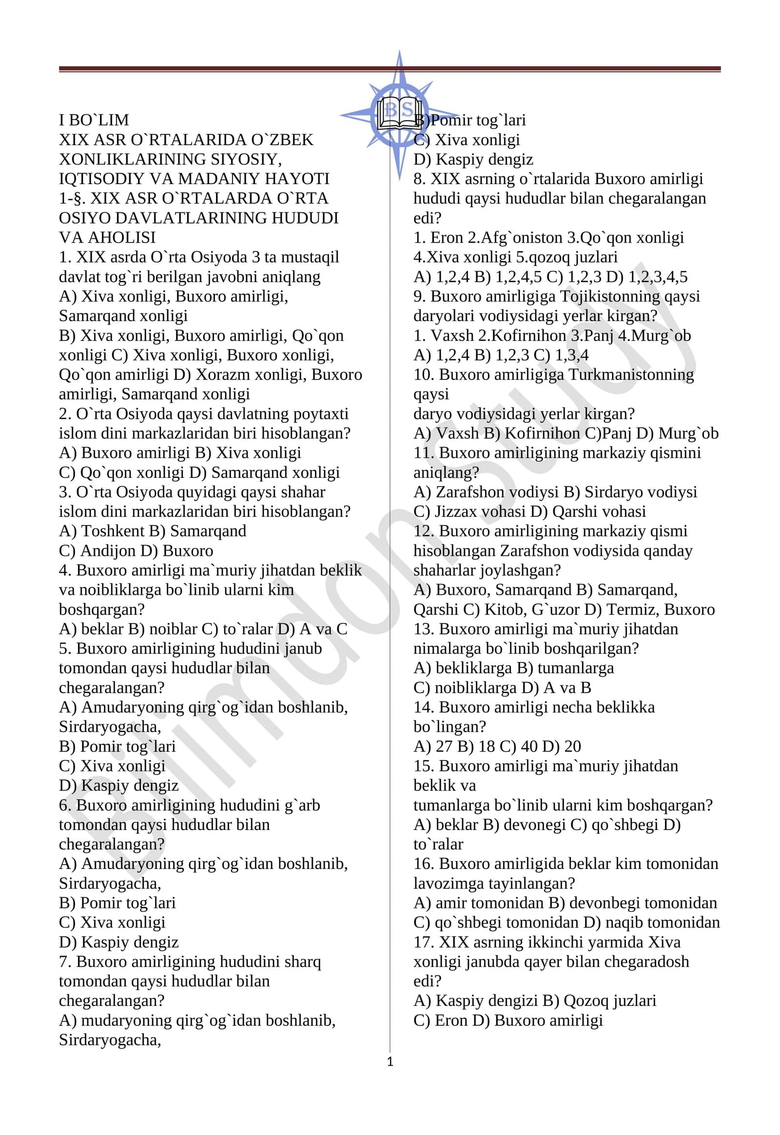 O‘rta Osiyo mustaqil davlatlari