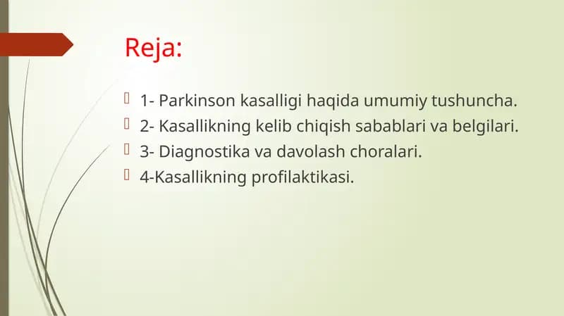 Parkinsonkasalligihaqidaumumiytushuncha