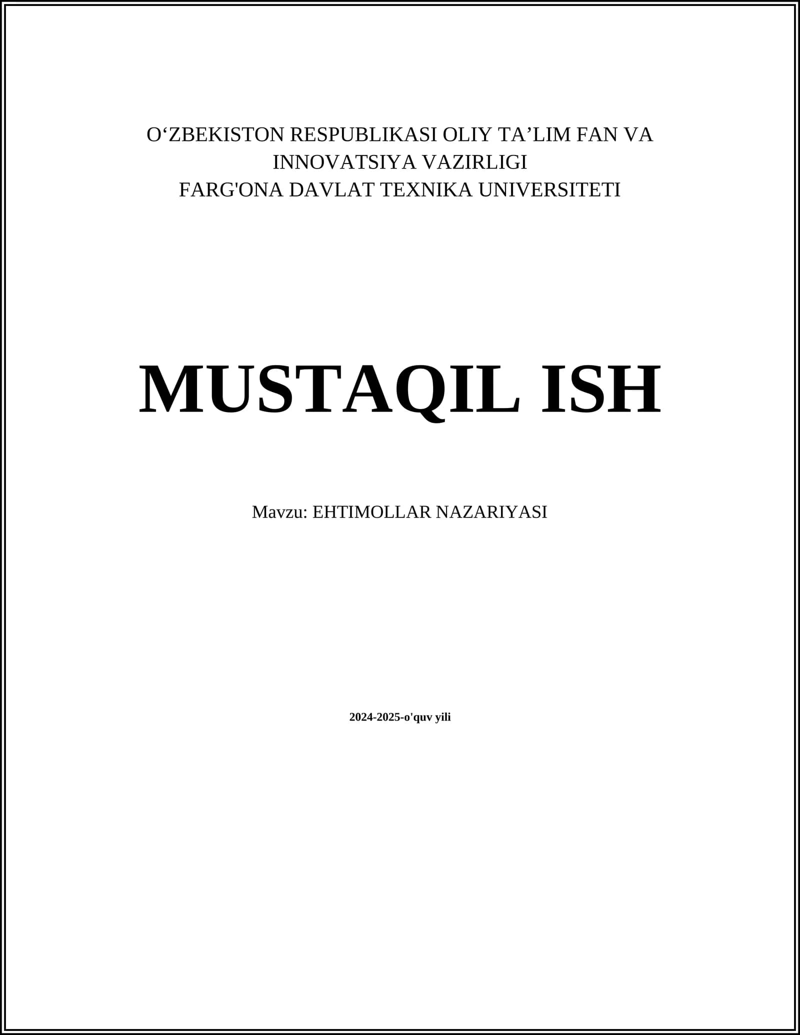 Ehtimollar Nazariyasi