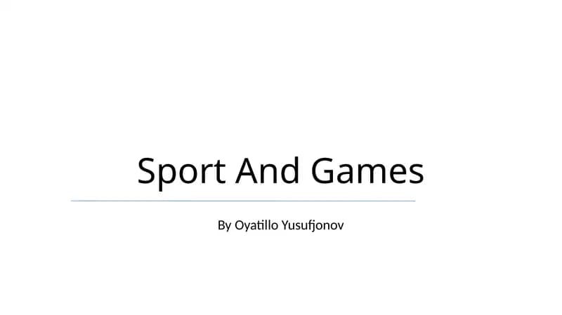 Sport And Games