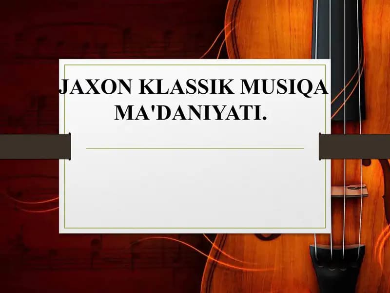 JAXON KLASSIK MUSIQA MA'DANIYATI