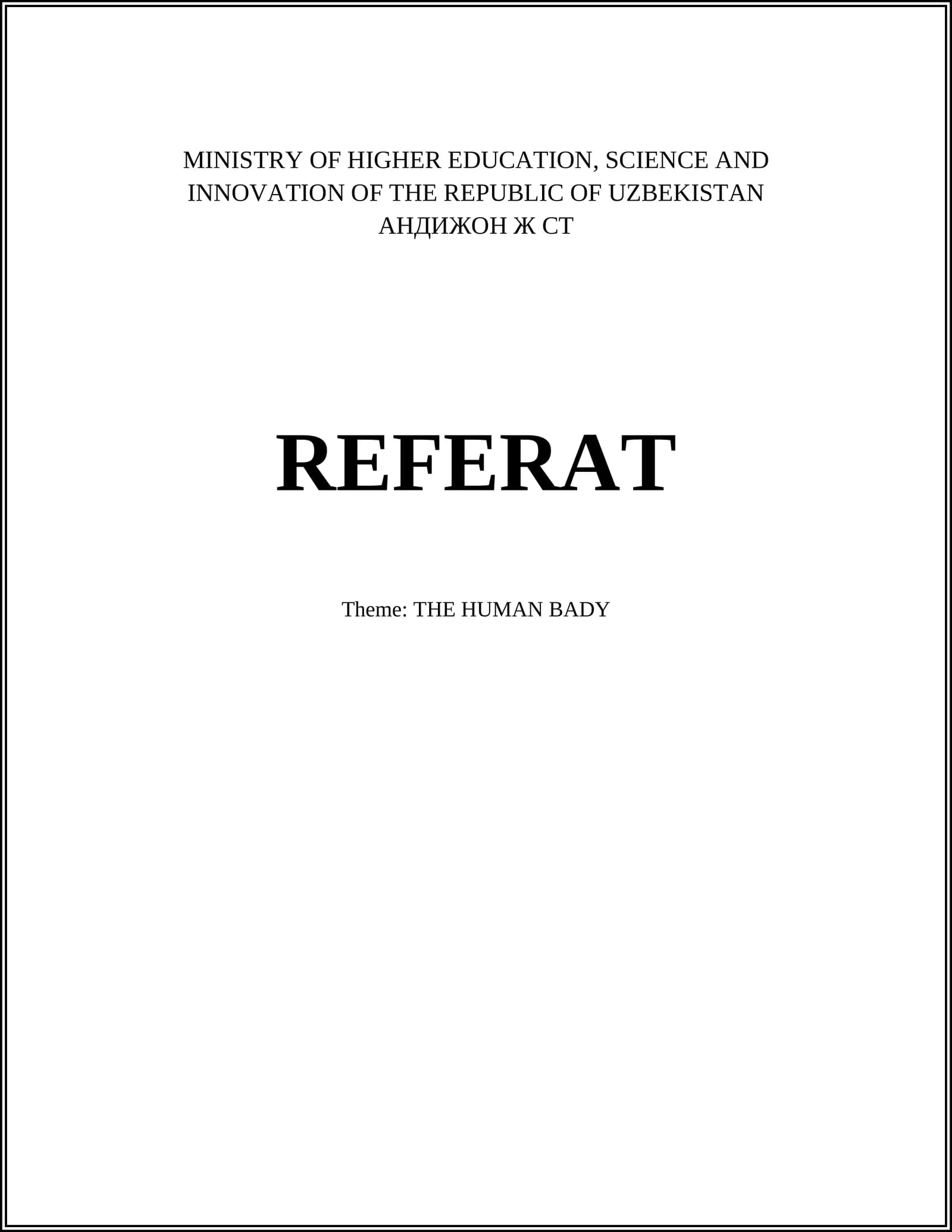 REFERAT: THE HUMAN BADY