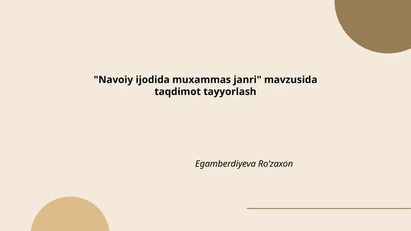 Navoiy ijodida muxammas janri
