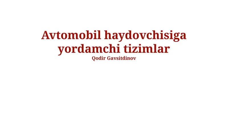 Haydovchiga yordam beradigan tizimlar