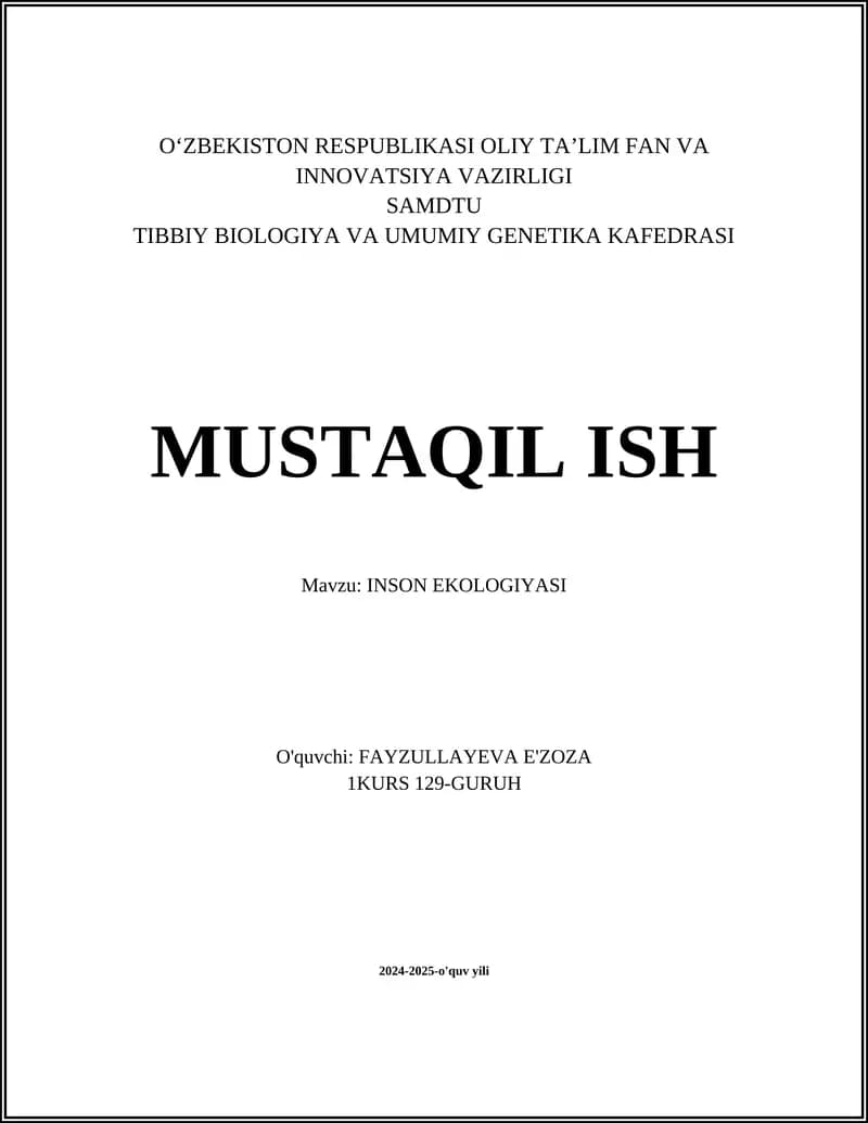 INSON EKOLOGIYASI