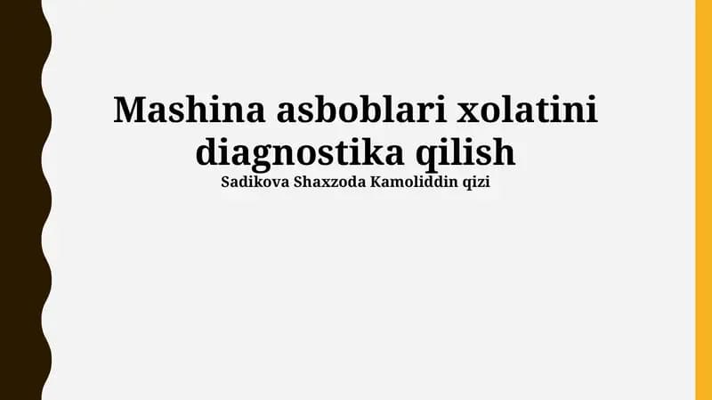 Mashina holatini tashxislash