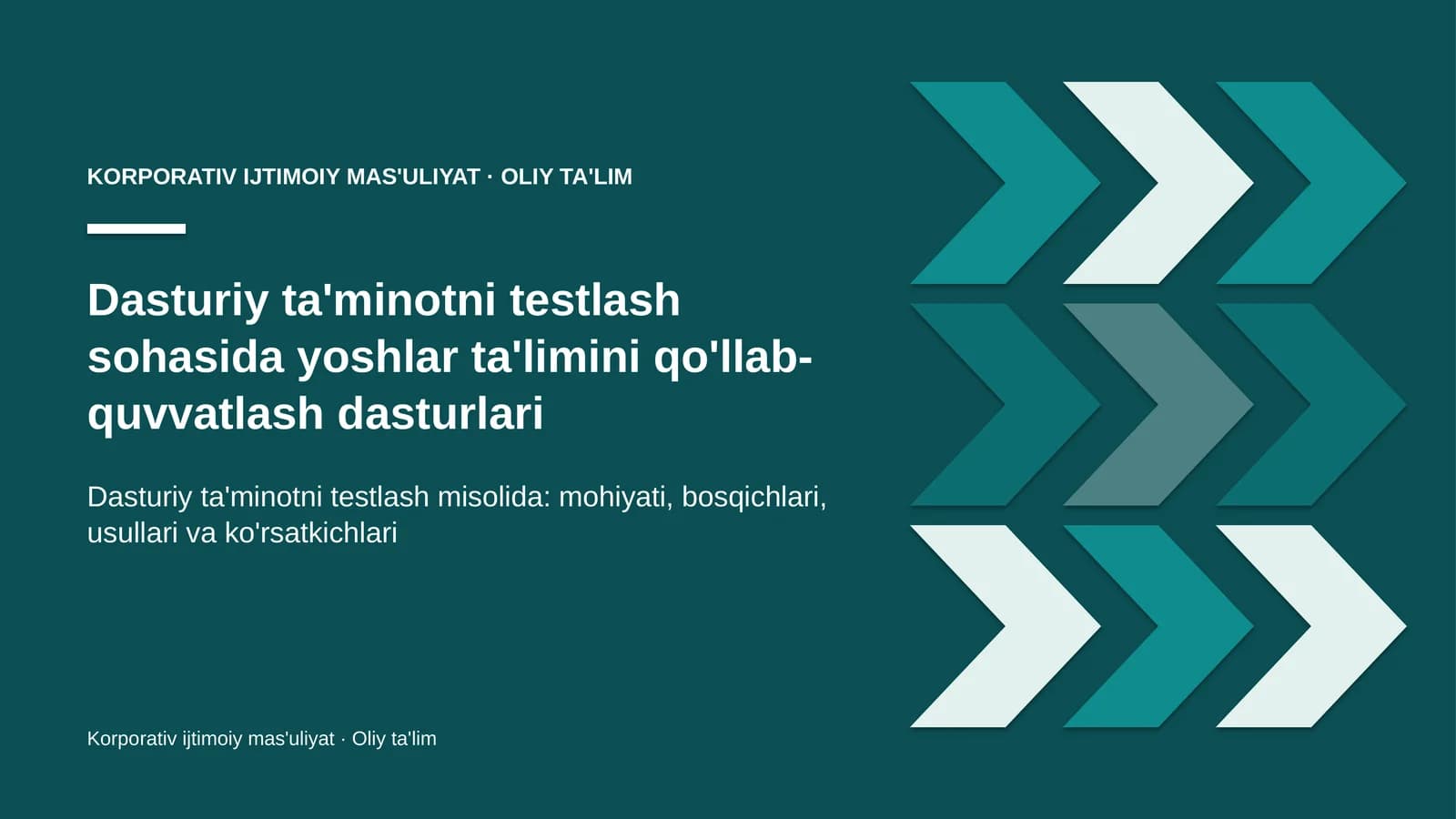 dasturiy ta'minotni testlash sohasida yoshlar ta'limini qo'llab quvvatlash dasturlari 3352