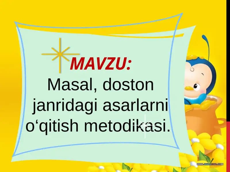Doston va Masal O'qitish Metodikasi