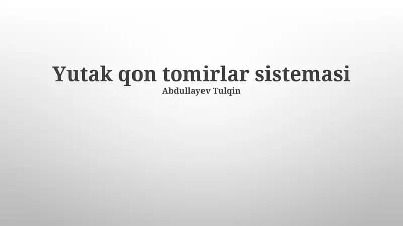 Yurak-qon tomir tizimining tuzilishi