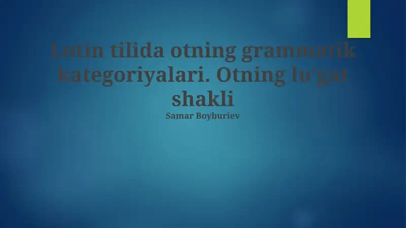 Otning grammatik kategoriyalari