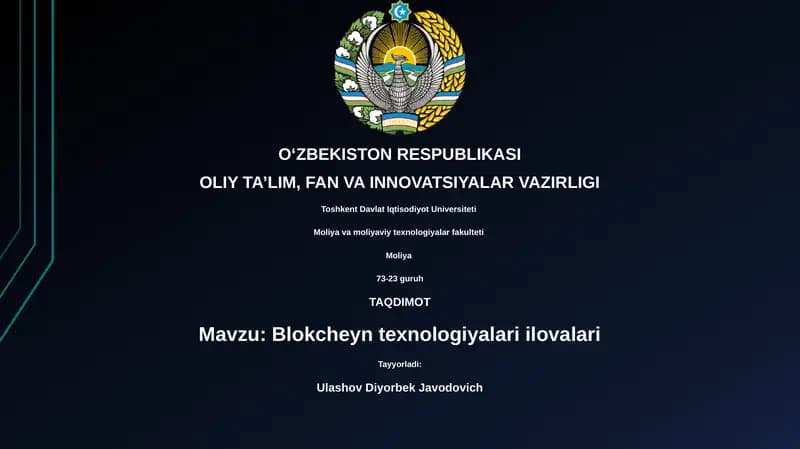 Blokcheyn texnologiyalari ilovalari