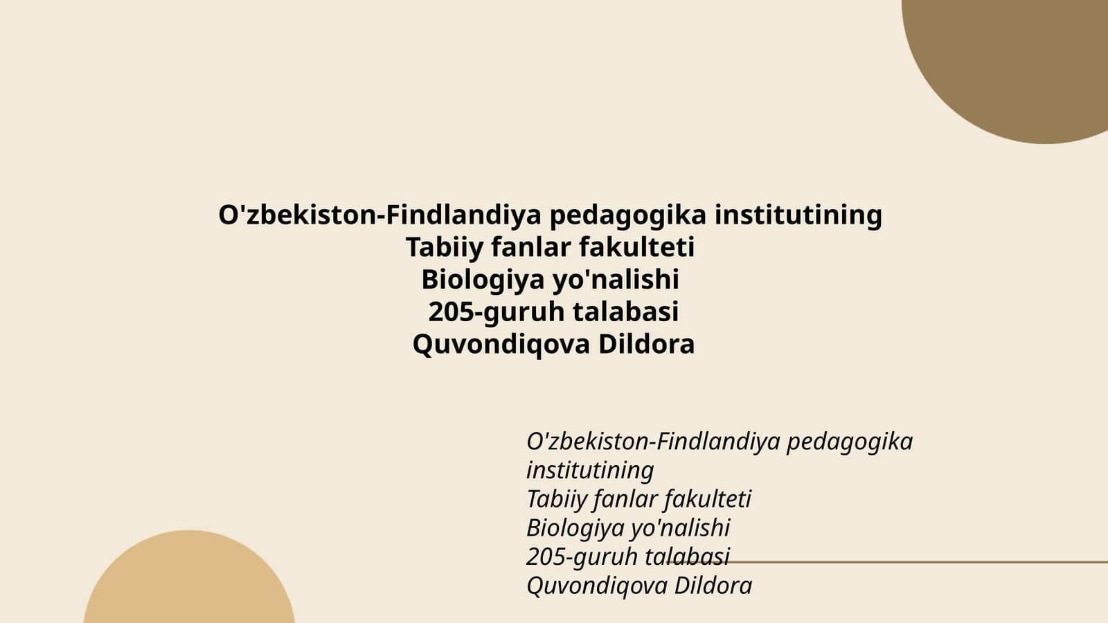 Biologiya yo'nalishi