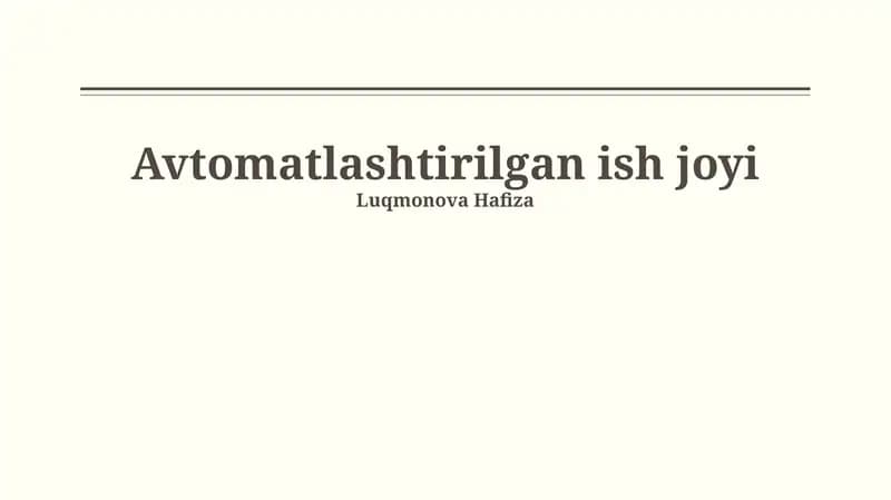 Avtomatlashtirilgan ish joyi