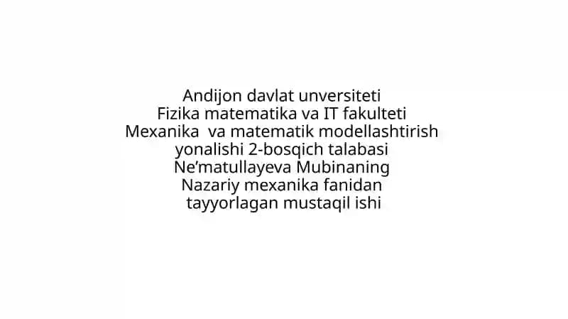 Qattiq Jism Dinamikasining Umumiy Teoremalari