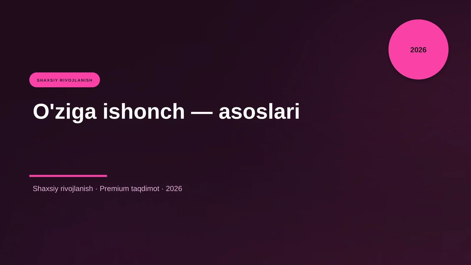 O'ziga ishonch — asoslari