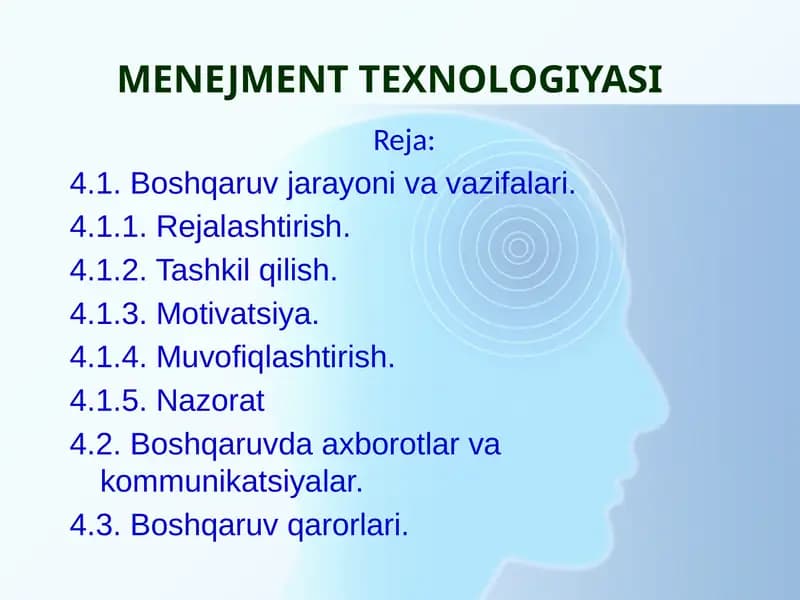 MENEJMENT TEXNOLOGIYASI