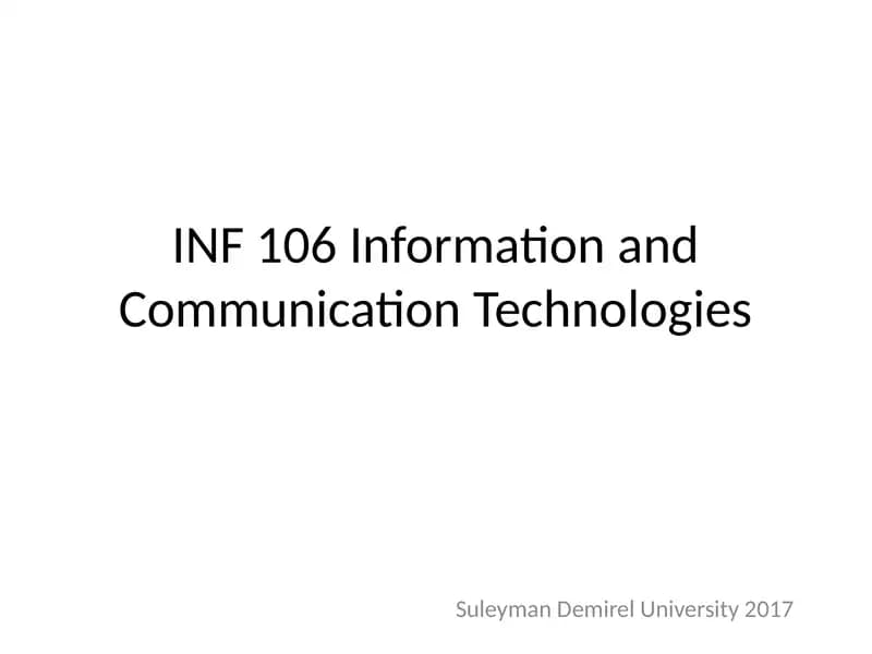 INF 106 Information and Communication Technologies