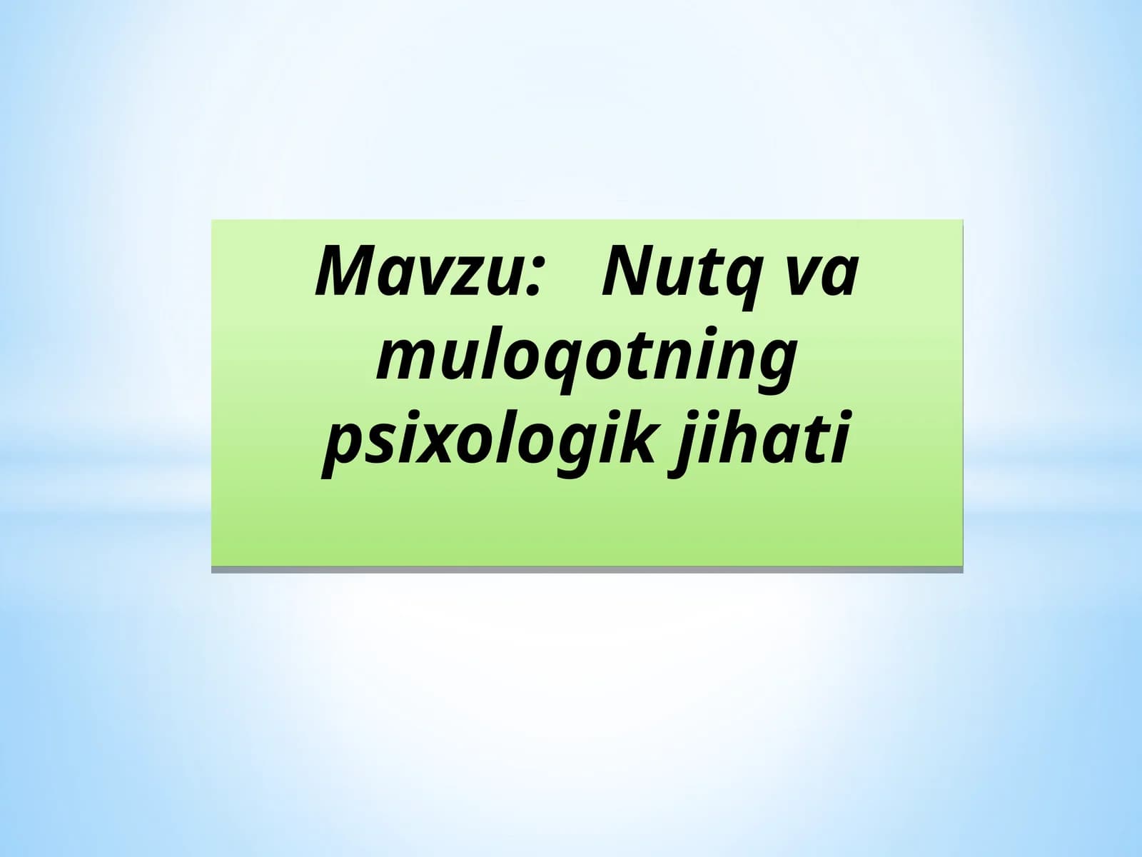 nutq va muloqot