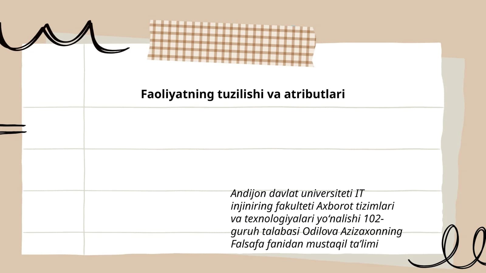 Faoliyatning tuzilishi va atributlari