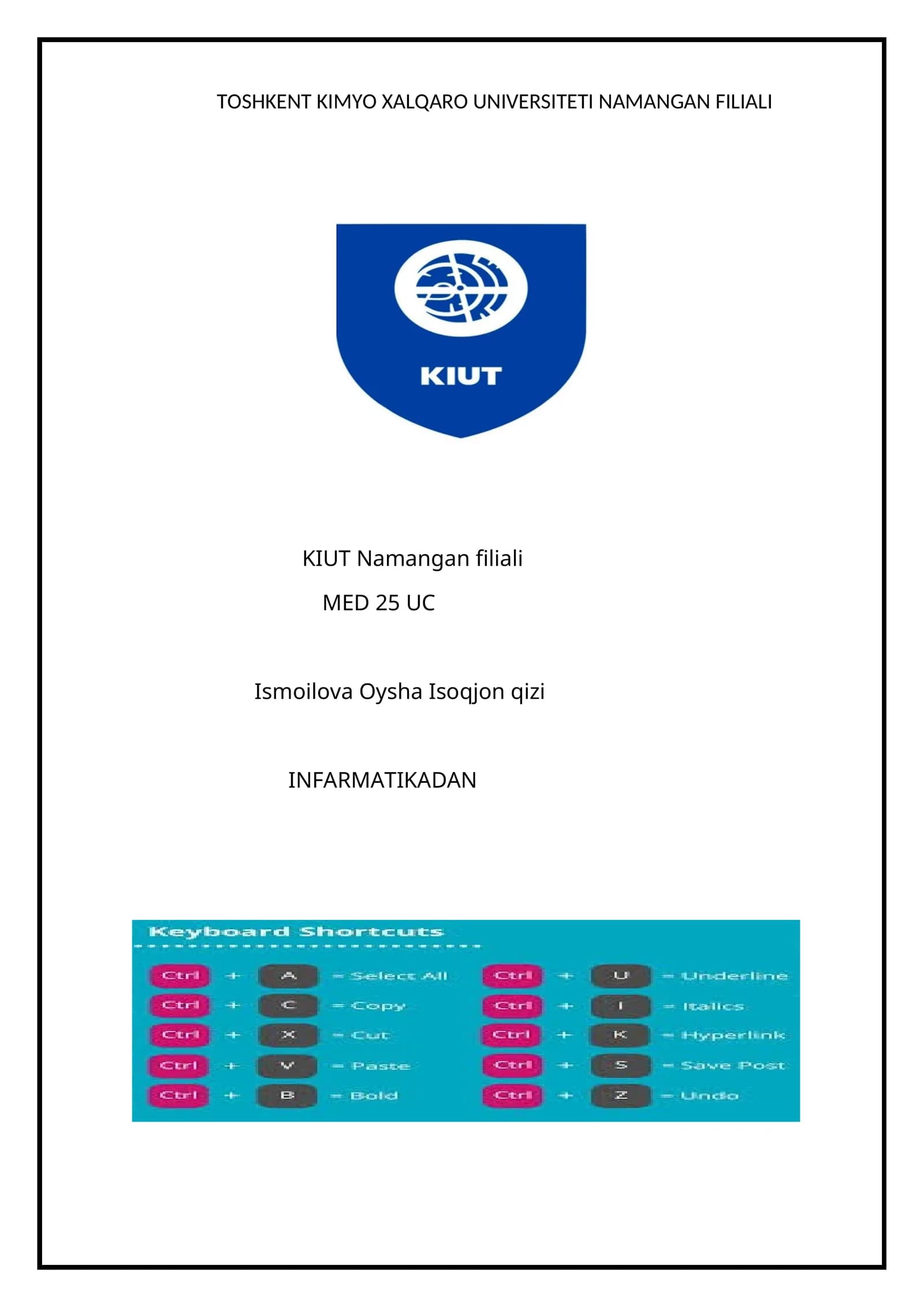 Informatikadan mustaqil ish