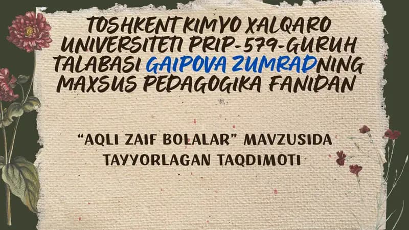 Aqli zaif bolalar