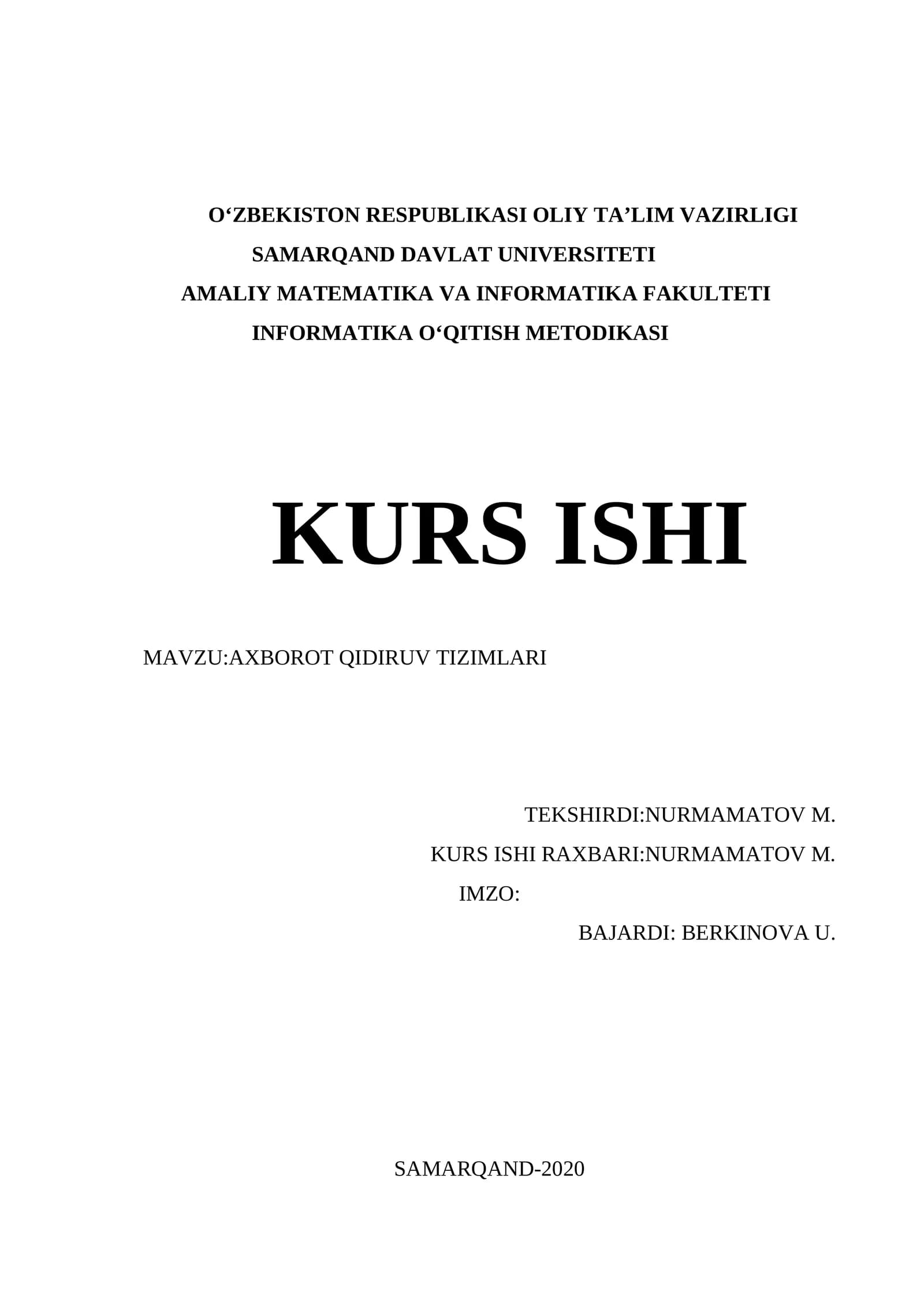 AXBOROT QIDIRUV TIZIMLARI