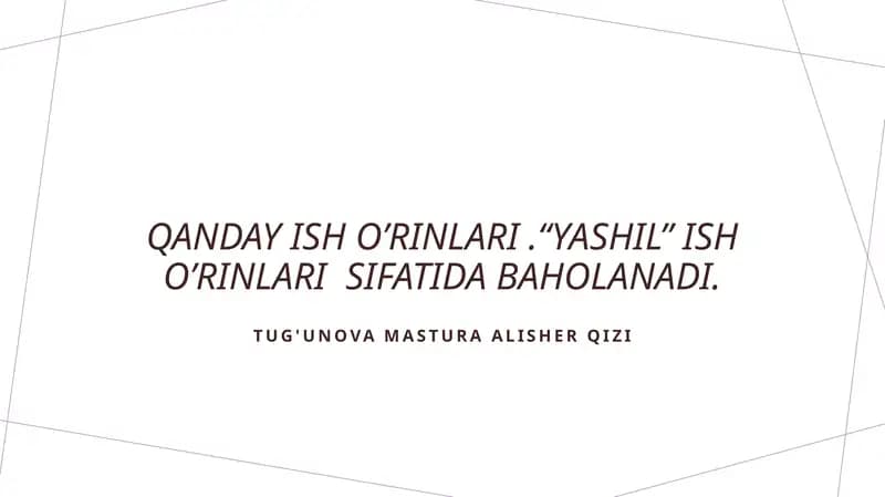 Yashil ish o'rinlari