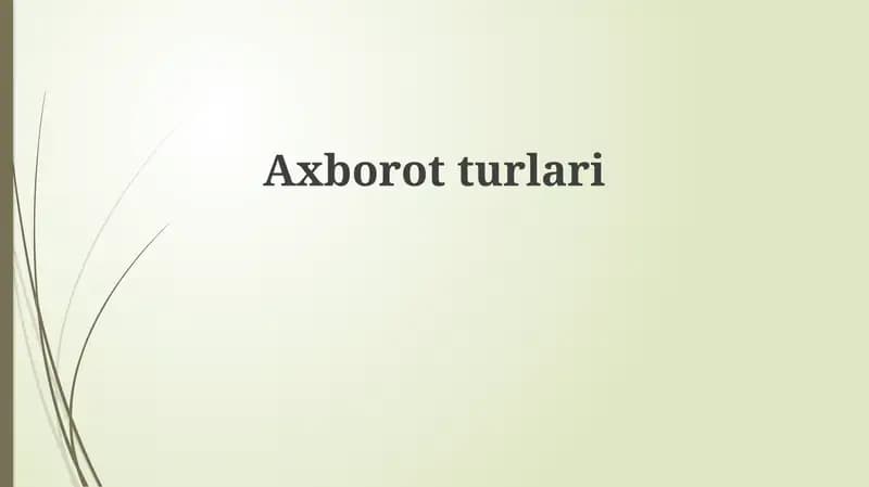 Ma'lumot turlari va ularning tasnifi