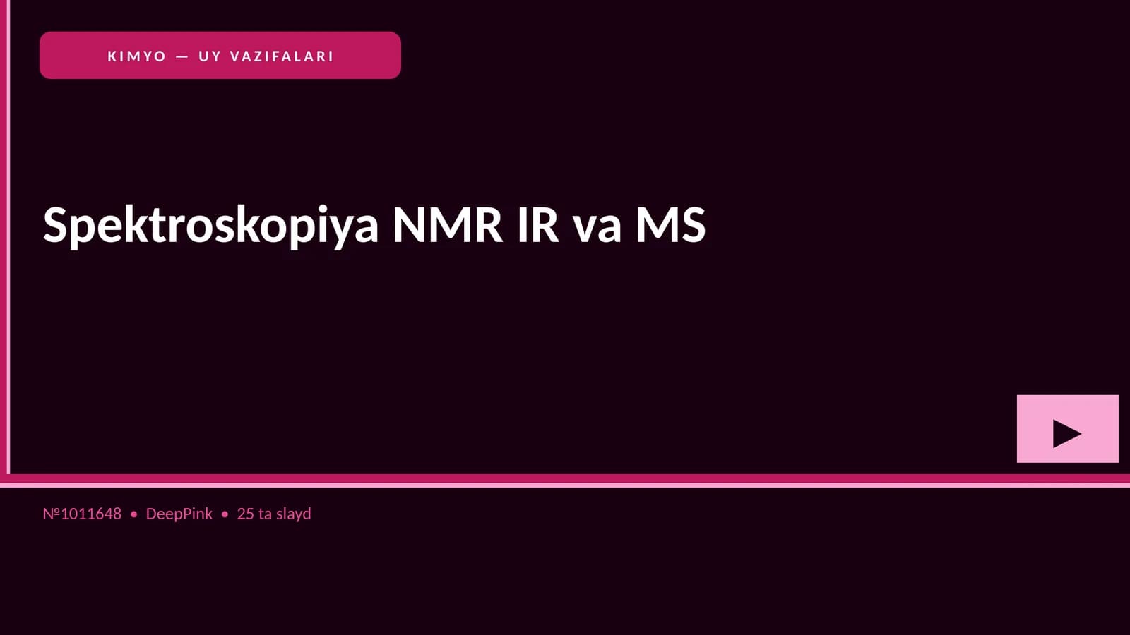 Spektroskopiya NMR IR va MS