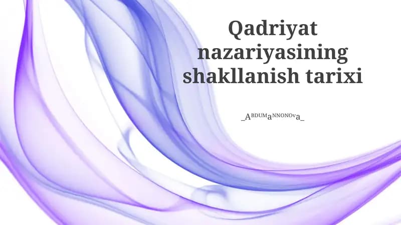 Qadriyat nazariyasining shakllanish tarixi