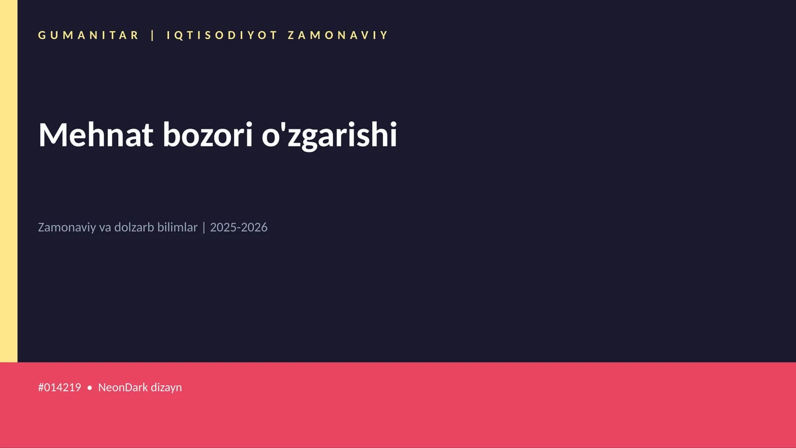 Mehnat bozori o'zgarishi